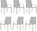 Outdoor Dining Chairs Set of 6, Stackable Patio Chairs with Textilene Fabric, Lightweight Garden Chairs for Poolside, Backyard, Camping, Beige
