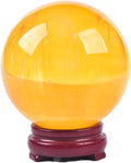 JIC Gem Large Yellow Fluorite Crystal Sphere with Stand Gemstone Decorative Ball for Home Decor Altar Reiki Crystal Gift 80-90mm
