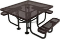 COATEDOUTDOORFURNITURE Coated Outdoor Furniture Heavy-Duty Portable ADA-Compliant Outdoor Picnic Table with Umbrella Hole, Punched Steel Patio Dining Furniture Made in America (46" Square Top, Brown)