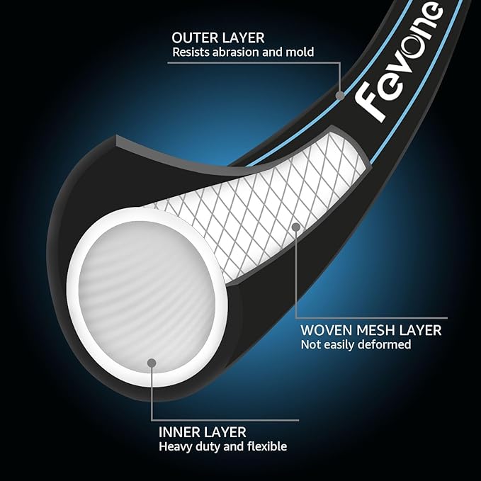 Fevone Garden Leader Hose 3 ft., Lightweight Hybrid Water Hose, Flexible and Durable, Leak-Free Connections