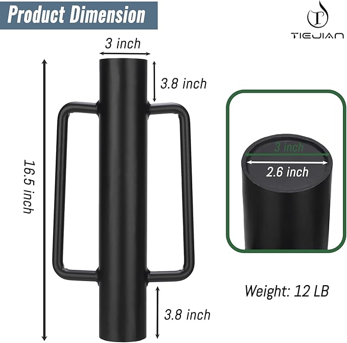 Fence Post Driver T Post Pounder with Handle 12 LB, Heavy Duty Hand Post Rammer for Wooden Posts/U-Channels/Fence Posts, 16 Inch Post Hole Digger (Black)