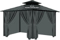 Gazebo Universal Replacement Privacy Curtain, 10'X12' Gazebo Outdoor Waterproof, 4-Panels Sidewall Curtains with Zipper for Patio, Garden and Backyard (Only Curtains, 10'x12', Grey)