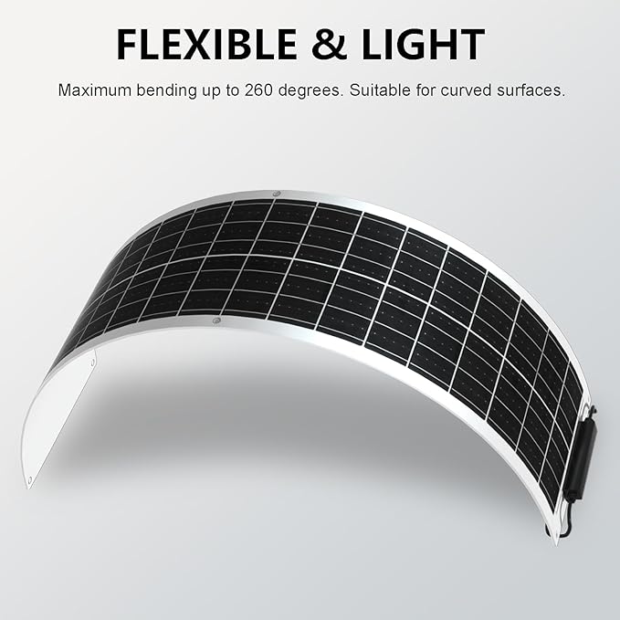XINPUGUANG 12 Volts 50 Watts Flexible Solar Panel monocrystalline Portable Charger Power 12V Battery for RV car Boat Cabin Home (50w)