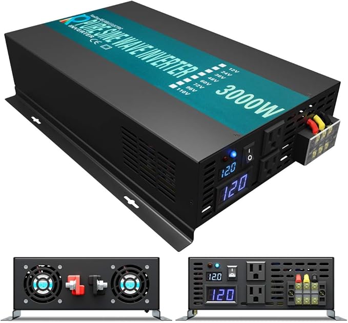 WZRELB 3000W 12V 110V Pure Sine Wave Solar Power Inverter Homeuse DC to AC System