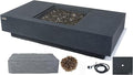 Elementi+ | Cannes Gas Fire Pit Cast Concrete 60" Rectangular Fire Table, Outdoor Fire Pit Electronic Ignition | Canvas Cover, Fire Glass and Burner Lid Included | Dark Gray | Propane Gas