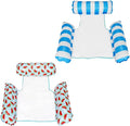 HJW 2-Pack Inflatable Pool Lounger Chair - Multi-Purpose Floating Hammock for Adults, Comfortable Pool Float Raft for Swimming Pool & Water Activities(Striped Light Blue + Watermelon)