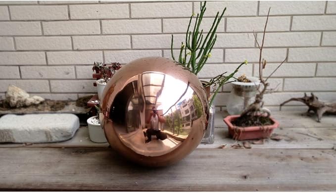 12inch Diameter Rose Gold Gazing Ball,Rose Gold Stainless Steel Polished Reflective Smooth Garden Sphere Globe Mirror,Colorful and Shiny Addition to Any Garden or Home
