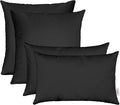 RSH DECOR: Sunbrella Lumbar & Square Pillows Set of 4 | 20" x 12" & 17" x 17" | Water and Fade-Resistant Performance Fabric | Outdoor Throw Pillows for Patio Furniture | Canvas Black