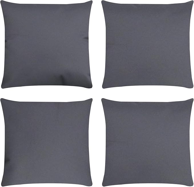 Covers & All Premium Square Throw Pillow Inserts with Covers Set of 4, 20 x 20 Inches Charcoal Gray, Decorative Cushions for Couch Sofa Home Decor Office Travel UV Resistant Waterproof Soft Cushions