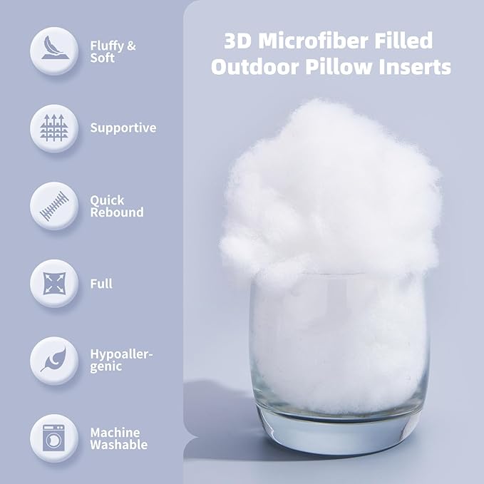 26 x 26 Outdoor Pillow Insert Large Throw Pillow Inserts Pack of 2 Water Resistant Patio Furniture Pillows Decorative Porch Couch Pillows Premium Square Sofa Pillow, White