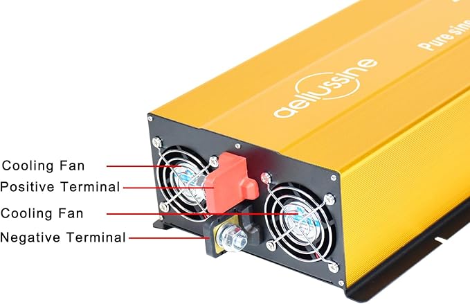 2500W Pure Sine Wave Inverter-12V DC to 110V 120V AC Power Converter with 2 AC Outlets, 12 Volt Power Inverter for Truck, Rv, Camping, Home, Emergency Power