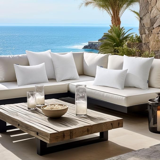 MIULEE Pack of 4 16x16 Inch Outdoor Pillow Inserts Waterproof Decorative Throw Pillow Insert, Square Lumbar Garden Pillow Form for Patio Sofa Couch