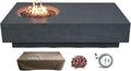 Elementi | Metropolis Gas Fire Pit Cast Concrete 56" Rectangular Fire Table, Outdoor Fire Pit Electronic Ignition | Canvas Cover, Lava Rock Included | Dark Gray (Natural Gas)