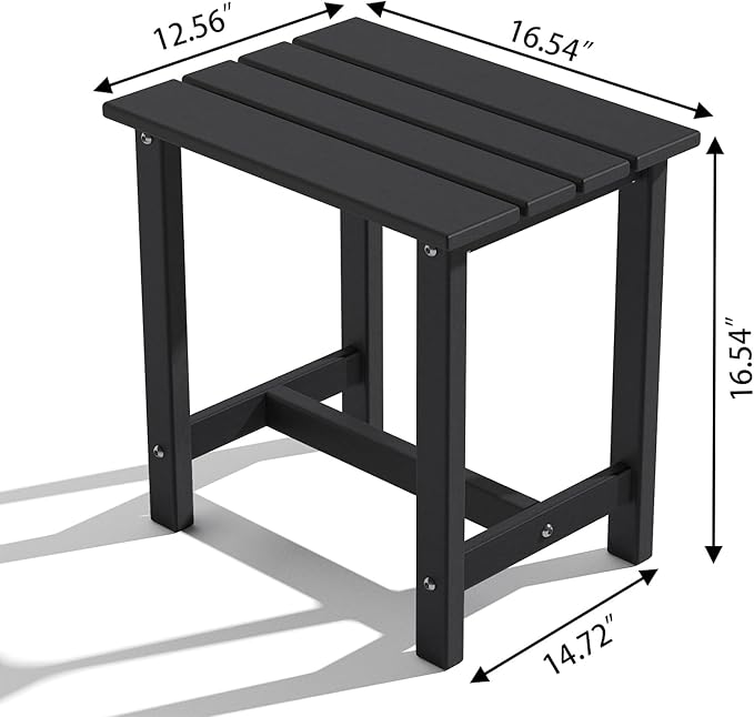 OTSUN Outdoor Side Table, End Table for Adirondack Chair, 18" Patio Table for Porch, Yard, Weather Resistant, Black