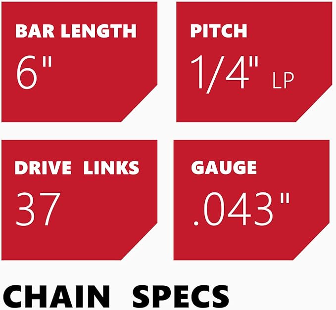 KAKEI 6 Inch Chainsaw Chain 1/4" Pitch .043" Gauge 37 Drive Links Pole Saw Chain (3 Chains) - Semi Chisel