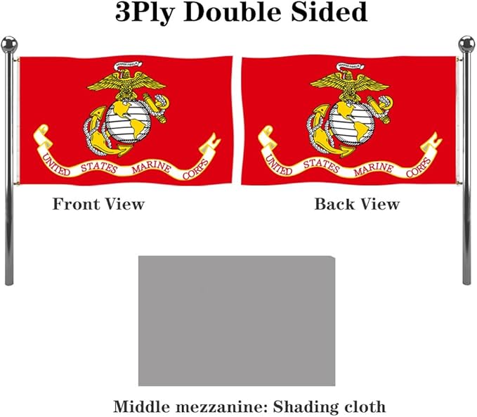 Jayus Embroidered US Marine Corps Military Flags 4x6 Outdoor - 340D Heavy Duty Nylon Double Sided USMC Flag Banner with 2 Grommets