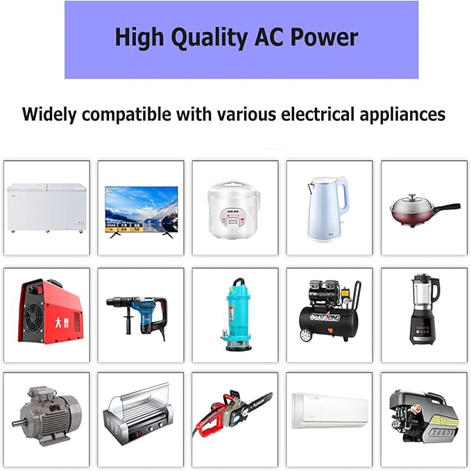 1000W Pure Sine Wave Inverter-48V DC to 110V 120V AC Power Converter with 2 AC Outlets, 48 Volt Power Inverter for Truck, Rv, Camping, Home, Emergency Power
