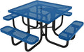 COATEDOUTDOORFURNITURE Heavy-Duty Portable Outdoor Picnic Table with Umbrella Hole, Punched Steel Commercial-Grade Patio Dining Furniture Made in America (46" Square Top, Textured Light Blue)
