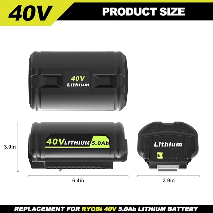 5.0Ah Replacement for Ryobi 40V Battery Lithium Ion Compatible with Ryobi Battery 40V Cordless Power 40 Volt Battery OP4040 OP40401 OP4026 OP40261 OP4050 OP40201 OP40601
