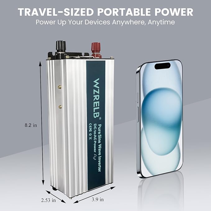 WZRELB 500W Pure Sine Wave Inverter 36V DC to 110V 120V AC Power Converter with LED Display, Off-Grid Portable Power Inverter with 2 AC Outlets for Home, RV, Truck, Camping