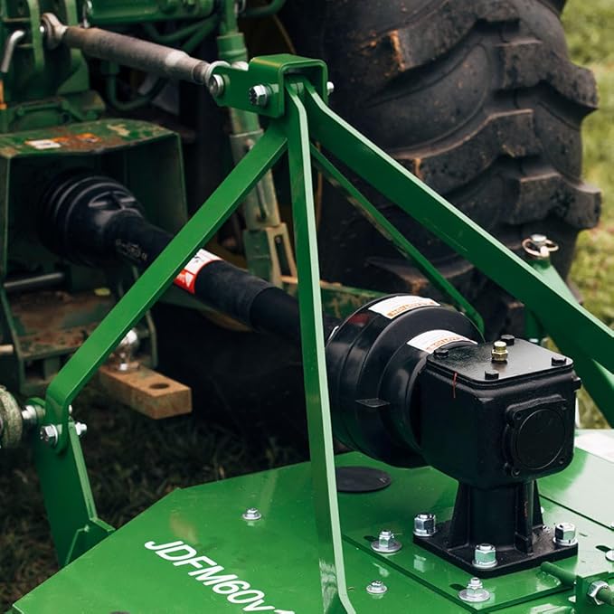 Titan Attachments 3 Point PTO Finish Mower, 60" Cutting Width, Category 1 Hitch, Rear Discharge, Requires 25-40 HP Tractor, Low-Noise Cast Iron Gearbox, Green Finish