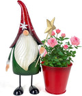 HONGLAND Christmas Decorations Outdoor Metal Gnome Yard Art Garden Gnomes Statue 13 Inch Santa Figurine for Holiday Christmas Lawn Patio Yard Garden Decor