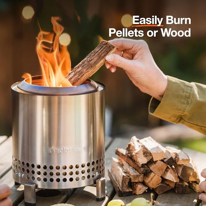 Solo Stove Mesa XL Mulberry Bundle | Tabletop Fire Pit with Stand, Heat Deflector, Accessory Pack & 1lb Wood Pellets | Portable Smokeless Outdoor Firepit for Patio, Camping & Backyard