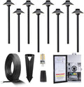 Gardenreet Black Brass Low Voltage Pathway Lights Kit(8 Pack) 12V LED with 150W Low Voltage Transformer and Mechanical Timer and 100 Feet Wire and 40Pack Connectors for Outdoor House Garden Sideway