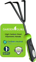 Garden Guru Hand Cultivator Rake Tiller Tool – High Carbon Steel for Ultimate Strength - Rust Resistant – Ergonomic Handle – Great for Gardening Cultivating Loosening Weeding