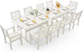 12 Piece HDPE Outdoor Dining Set for 10, Patio HDPE Furniture Set with 2 Table and Umbrella Hole, Outdoor Table and Chairs for Garden, Poolside, Backyard, Deck