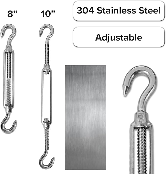 Sun Shade Sail Hardware Kit - 8 Inch Stainless Steel Sunshades Canopy Installation Kit Install Outdoor Rectangle Heavy Duty Shade Sails for Deck Garden Lawn Patio