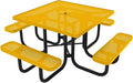 COATEDOUTDOORFURNITURE Heavy-Duty Portable Outdoor Picnic Table with Umbrella Hole, Punched Steel Commercial-Grade Patio Dining Furniture Made in America (46" Square Top, Yellow)