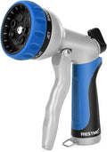 RESTMO Garden Hose Nozzle, Heavy Duty Metal Water Hose Nozzle with 7 Adjustable Spray Patterns, High Pressure Hand Sprayer with Flow Control, Best for Watering Plant & Lawn, Washing Car & Pet, Blue