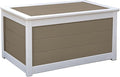 DutchCrafters Poly Waterproof Outdoor Deck Box 200-Gallon Large Deck Box Weatherproof Storage for Pool Decor, Porch Packages, Pool Towel Holder, Holds Up To 10 Cushions (Weatherwood & White)