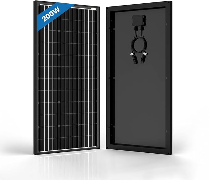 ACOPOWER 12V 200W Mono Solar Panel for 12V Battery Charging,Singel Panel Only,Off-Grid System(Panel Only)