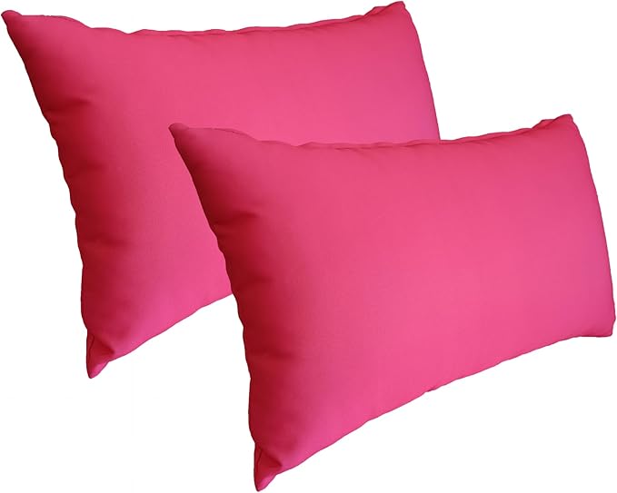 ADLIVWYD Lumbar Pillows for Indoor Outdoor uses,Waterproof Removable Cover with Zipper Outdoor Pillows Set of 2 for Patio Furniture,12×20 Inch (Pink)