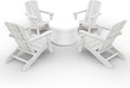 Folding Adirondack Chair Wood Texture 4 Pack, HDPE All-Weather Fire Pit Chairs, Plastic Adirondack Chairs with 2 Cup Holder, Outdoor Lawn Chair for Patio Garden (White)