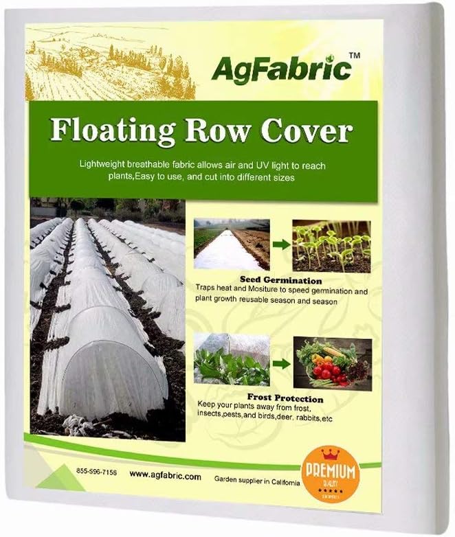 Agfabric Plant Covers Freeze Protection Floating Row Covers 6'x50' 0.55oz,Frost Cloth for Vegetables,White