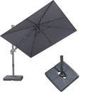 PURPLE LEAF 8' X 8' Swivel Outdoor Patio Aluminum Umbrella with Base Left-right Tilting Cantilever Offset Umbrella with UV Resistant Heavy Duty Fabric for Deck Pool Patio Backyard, Graphite Grey