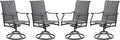 Swivel Patio Chairs Set of 4, Outdoor Patio Dining Chairs with Padded Textilene, Swivel & Rocker Metal Outdoor Dining Chairs All-Weather for Backyard, Gray Fabric with Black Frame