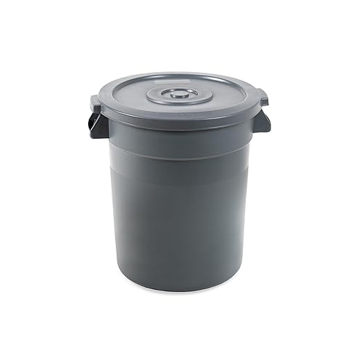 PRO&Family 20 Gallon Trash Can with Lid Round Ingredient Storage Containers Recycling Bin Kitchen Garbage Can Office Garbage Can Trash Barrel Plastic Barrel Yard Waste Bin Outdoor Trashcan (4, Gray)