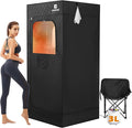 COSVALVE Portable Steam Sauna Box with Red Light for Home with 1200W 3L Steamer, Comfort Folding Chair, Indoor at Home Sauna Tent, Personal Steam Room for Relaxation, 2.6' x 2.6' x 5.9', Black
