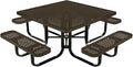 COATEDOUTDOORFURNITURE Heavy-Duty Portable Outdoor Kids Table with Umbrella Hole, Punched Steel Kids Picnic Table, Commercial-Grade, Made in America (46 in, Square, Childrens, Textured Brown)