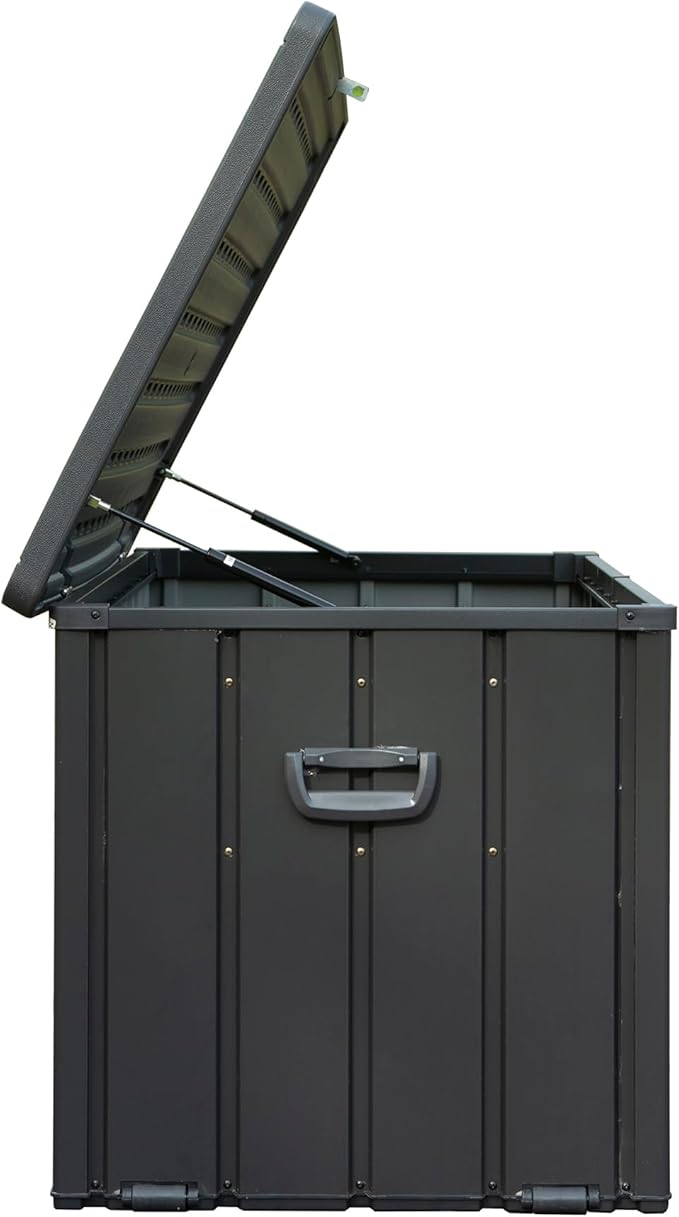 Deck Box,120 Gallon Indoor and Outdoor Storage Box, Lockable Large Patio Storage Bin for Outside Cushions, Garden Tools (Dark Grey)