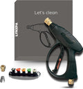 Agile Pa Short Swivel Pressure Washer Gun, 3600 PSI, 1/4" Quick Connector Outlet, M22-14mm Inlet, Adapters for M22-15mm and 3/8" QC Inlet. Power Washer Gun for Car, Boat and Home Cleaning