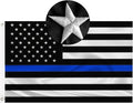 Embroidered Thin Blue Line Police Flag 3x5 Outdoor Lives Matter Law Enforcement Banner Polyester Fiber Back the Blue Flag Bright Color with Durable Canvas Header and 2 Brass Grommets