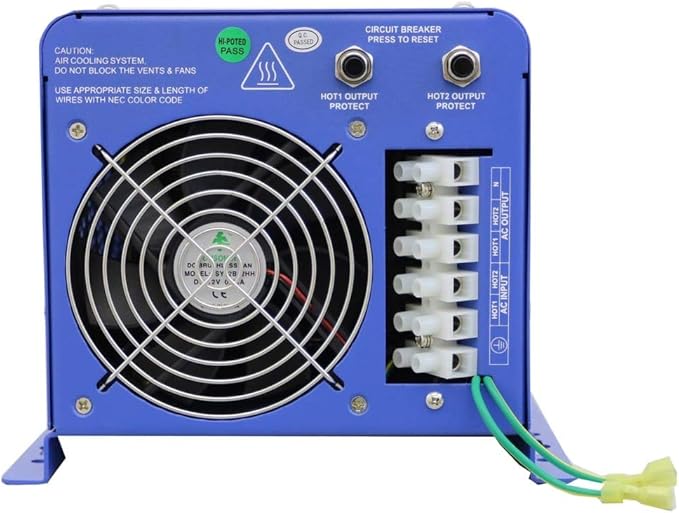 AIMS Power 4000 Watt 12 VDC Pure Sine Inverter Charger 120 & 240 Split Phase VAC Output Charges with 240VAC Input 120A Charger 40A Transfer Switch PICOGLF40W12V240VS