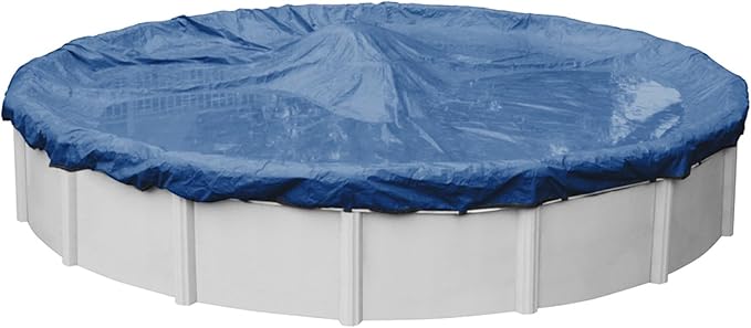 Robelle 12 ft Industrial Blue Winter Pool Cover for Above Ground Pools, 4 ft Overlap (16 ft Cover Size), Solid 14 x 12 Scrim, 4.5 oz/yd2, 20-Year Warranty, Style: 2012-4