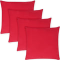 Covers & All Premium Square Throw Pillow Inserts with Covers Set of 4, 18 x 18 Inches Red, Decorative Cushions for Couch Sofa Home Decor Office Travel UV Resistant Waterproof Soft Cushions Pillows