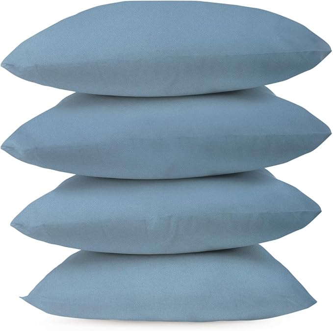 Covers & All Premium Square Throw Pillow Inserts with Covers Set of 4, 16 x 16 Inches Sky Blue, Decorative Cushions for Couch Sofa Home Decor Office Travel UV Resistant Waterproof Soft Cushions